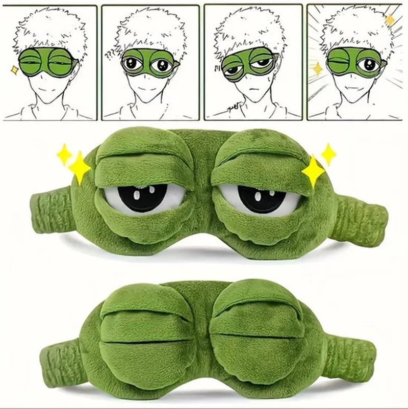 Groen Kikker Slaap Masker Oog Masker Dames En Heren – Zacht Pluche Slaapmasker Met Kikker Ogen Design, Bedekkend Oog Masker Met Elastische Band Voor Slapen, Reizen En Rustmomenten