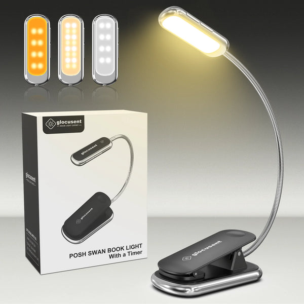 Posh Premium Book Light for Reading in Bed with Timer U.S. Only